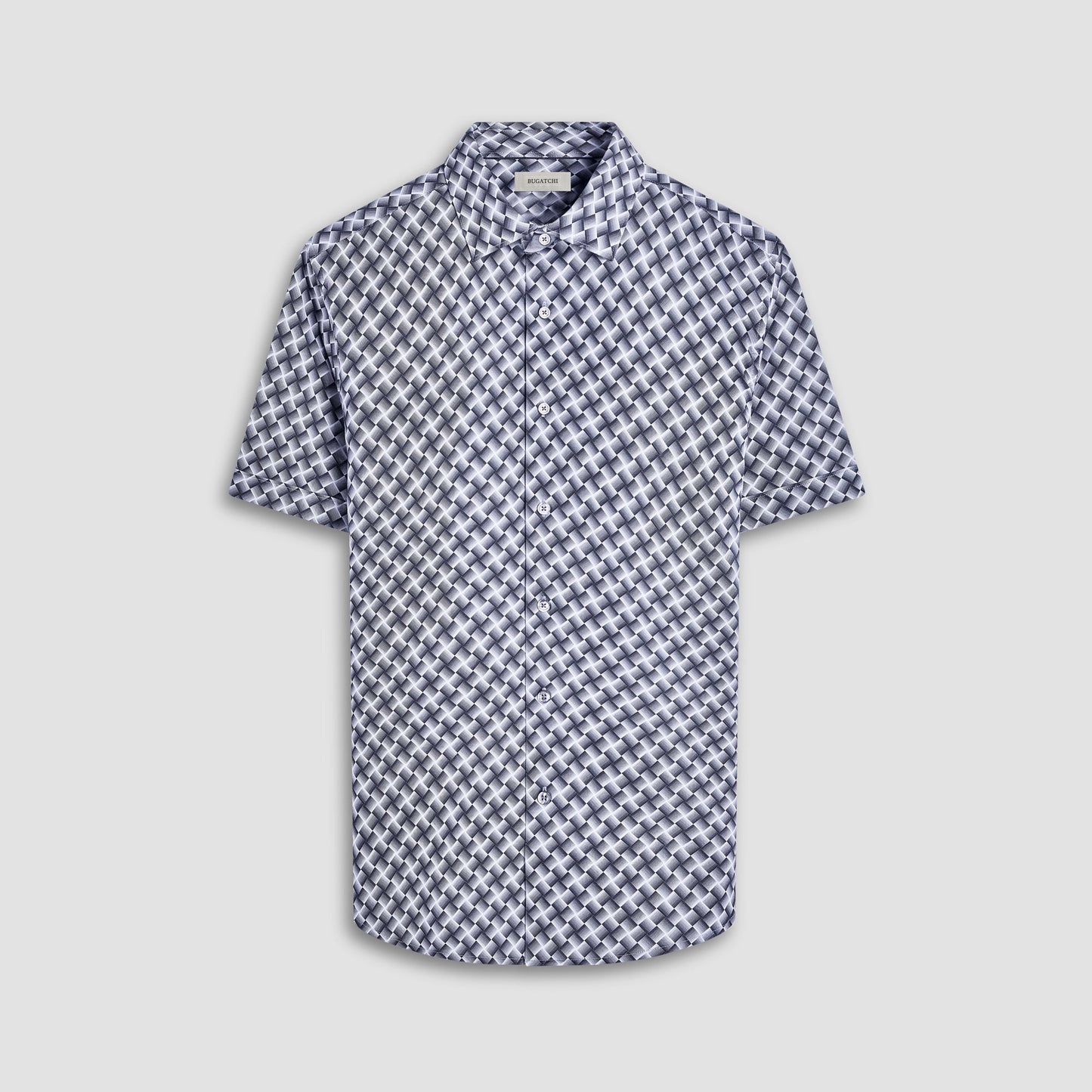 Bugatchi Miles Basketweave OoohCotton® Short-Sleeve Shirt Black