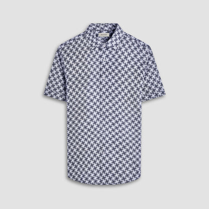 Bugatchi Miles Basketweave OoohCotton® Short-Sleeve Shirt Black