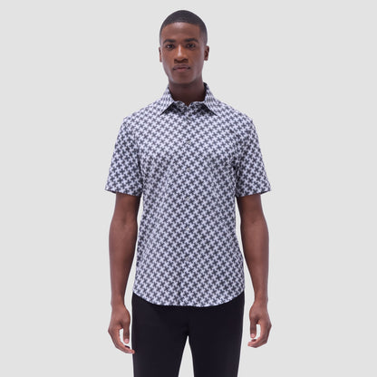 Bugatchi Miles Basketweave OoohCotton® Short-Sleeve Shirt Black