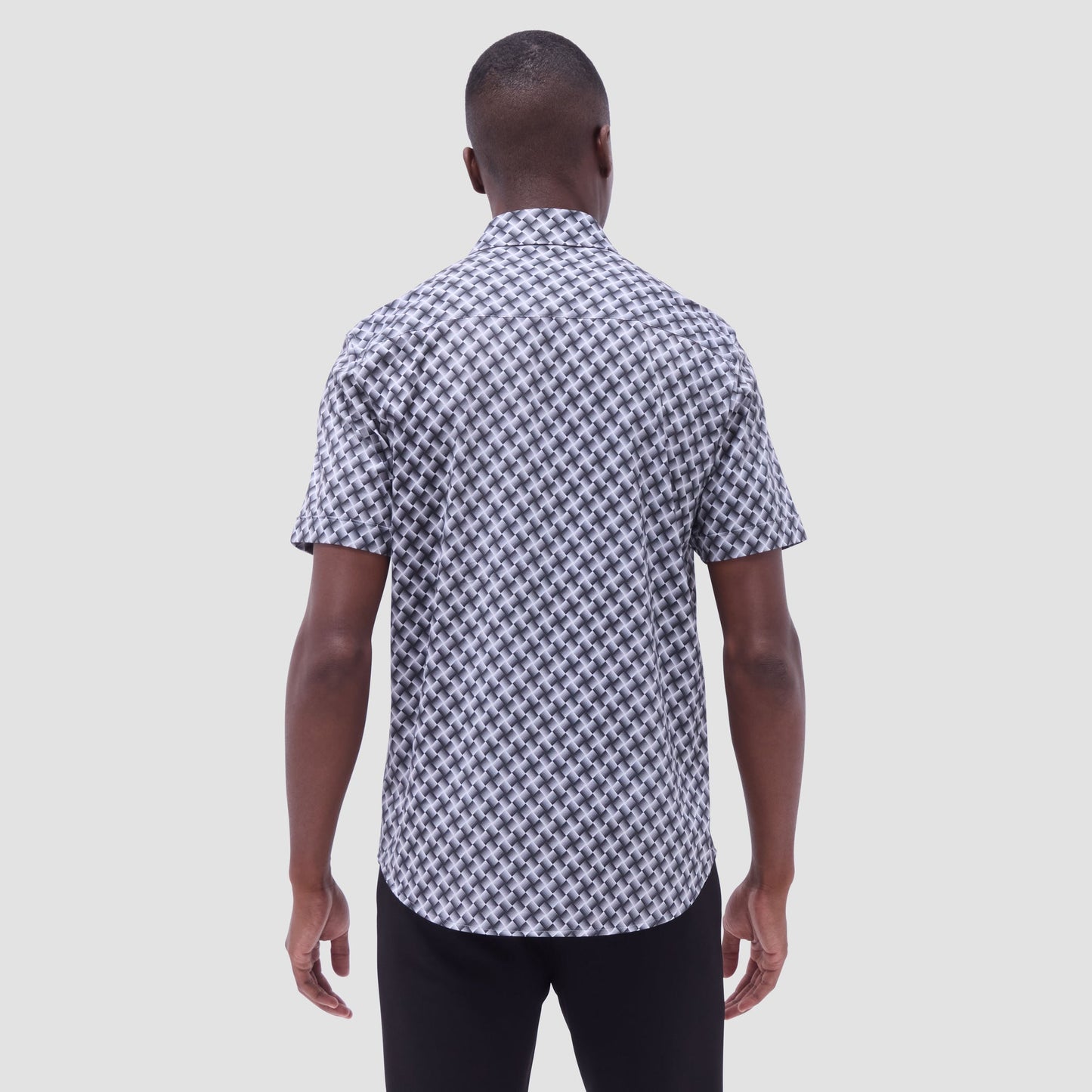 Bugatchi Miles Basketweave OoohCotton® Short-Sleeve Shirt Black