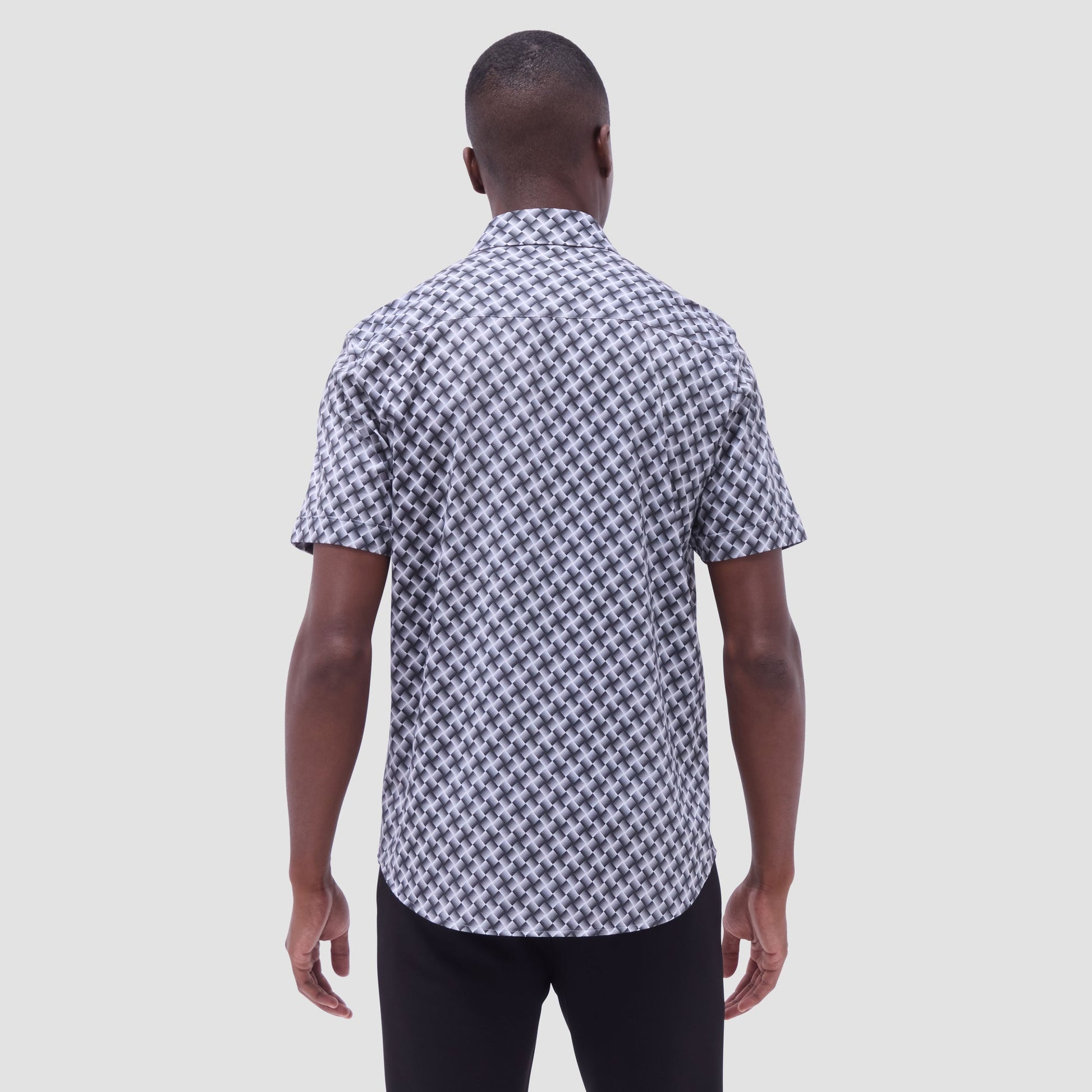 Bugatchi Miles Basketweave OoohCotton® Short-Sleeve Shirt Black
