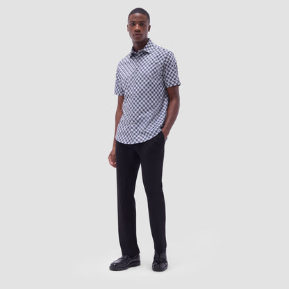 Bugatchi Miles Basketweave OoohCotton® Short-Sleeve Shirt Black