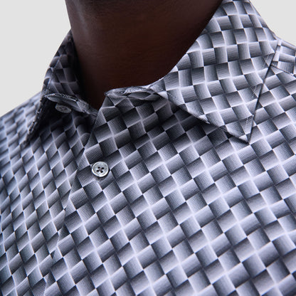 Bugatchi Miles Basketweave OoohCotton® Short-Sleeve Shirt Black