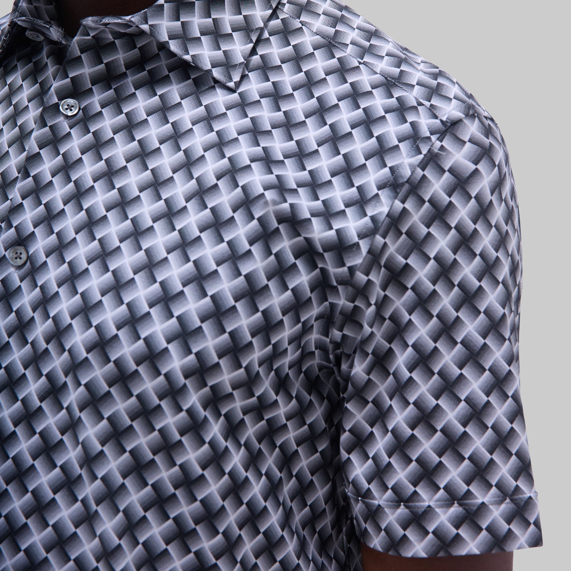 Bugatchi Miles Basketweave OoohCotton® Short-Sleeve Shirt Black