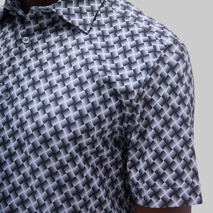 Bugatchi Miles Basketweave OoohCotton® Short-Sleeve Shirt Black