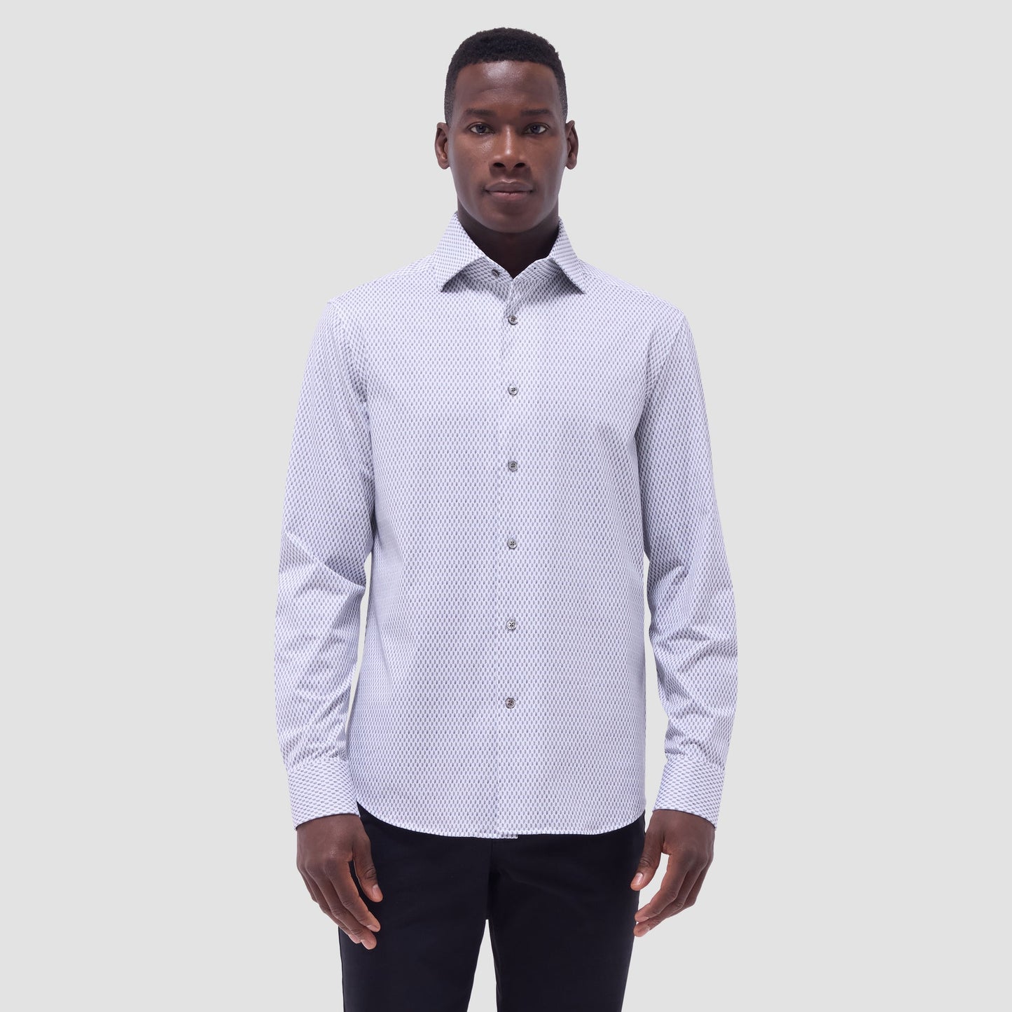 Bugatchi Devon Optical Diamond OoohCotton® Shirt White