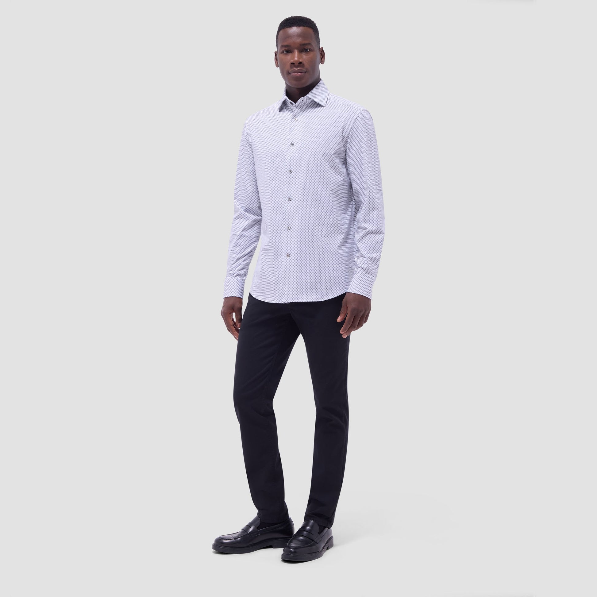 Bugatchi Devon Optical Diamond OoohCotton® Shirt White