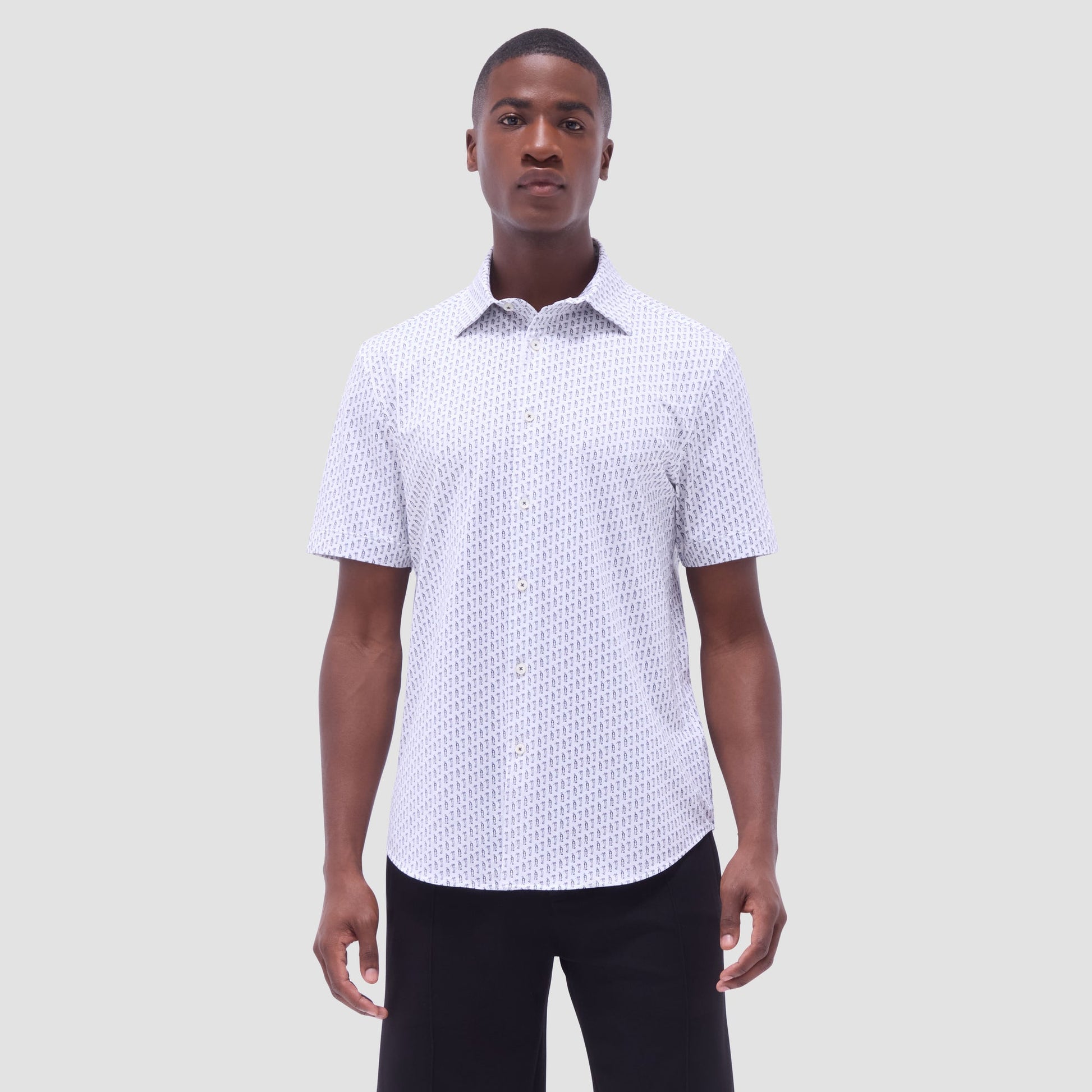 Bugatchi Miles Golfer OoohCotton® Short-Sleeve Shirt White