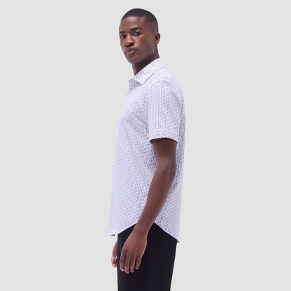 Bugatchi Miles Golfer OoohCotton® Short-Sleeve Shirt White
