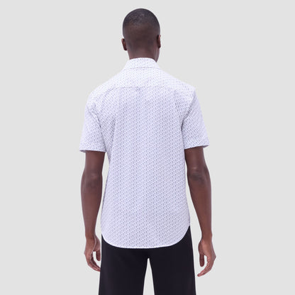 Bugatchi Miles Golfer OoohCotton® Short-Sleeve Shirt White