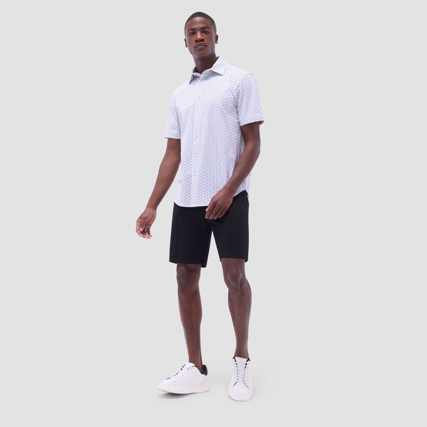 Bugatchi Miles Golfer OoohCotton® Short-Sleeve Shirt White