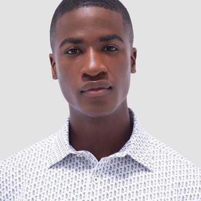 Bugatchi Miles Golfer OoohCotton® Short-Sleeve Shirt White