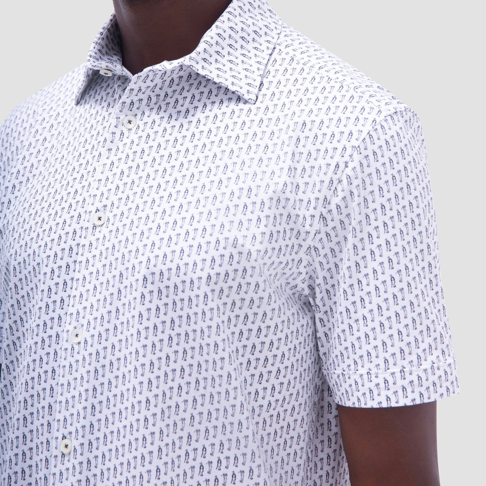 Bugatchi Miles Golfer OoohCotton® Short-Sleeve Shirt White