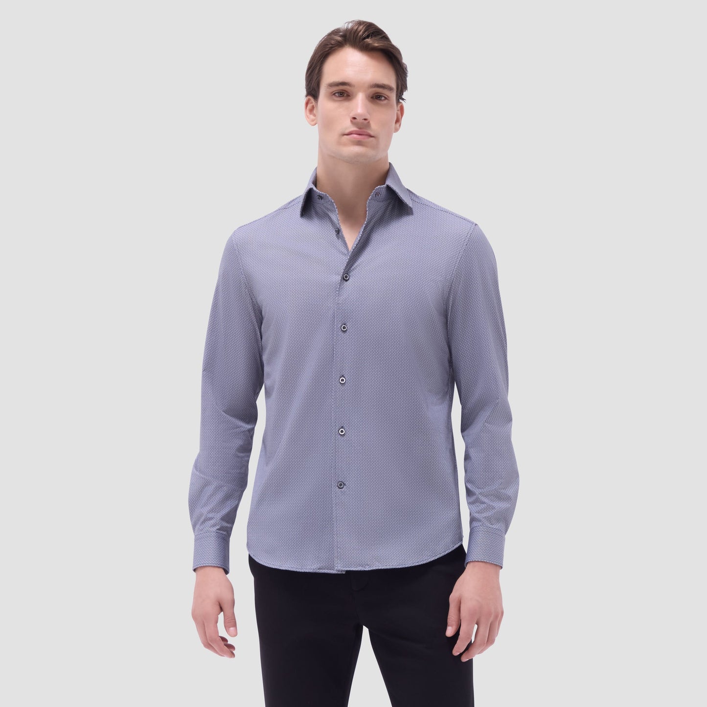 Bugatchi Devon Geometric OoohCotton® Shirt Black