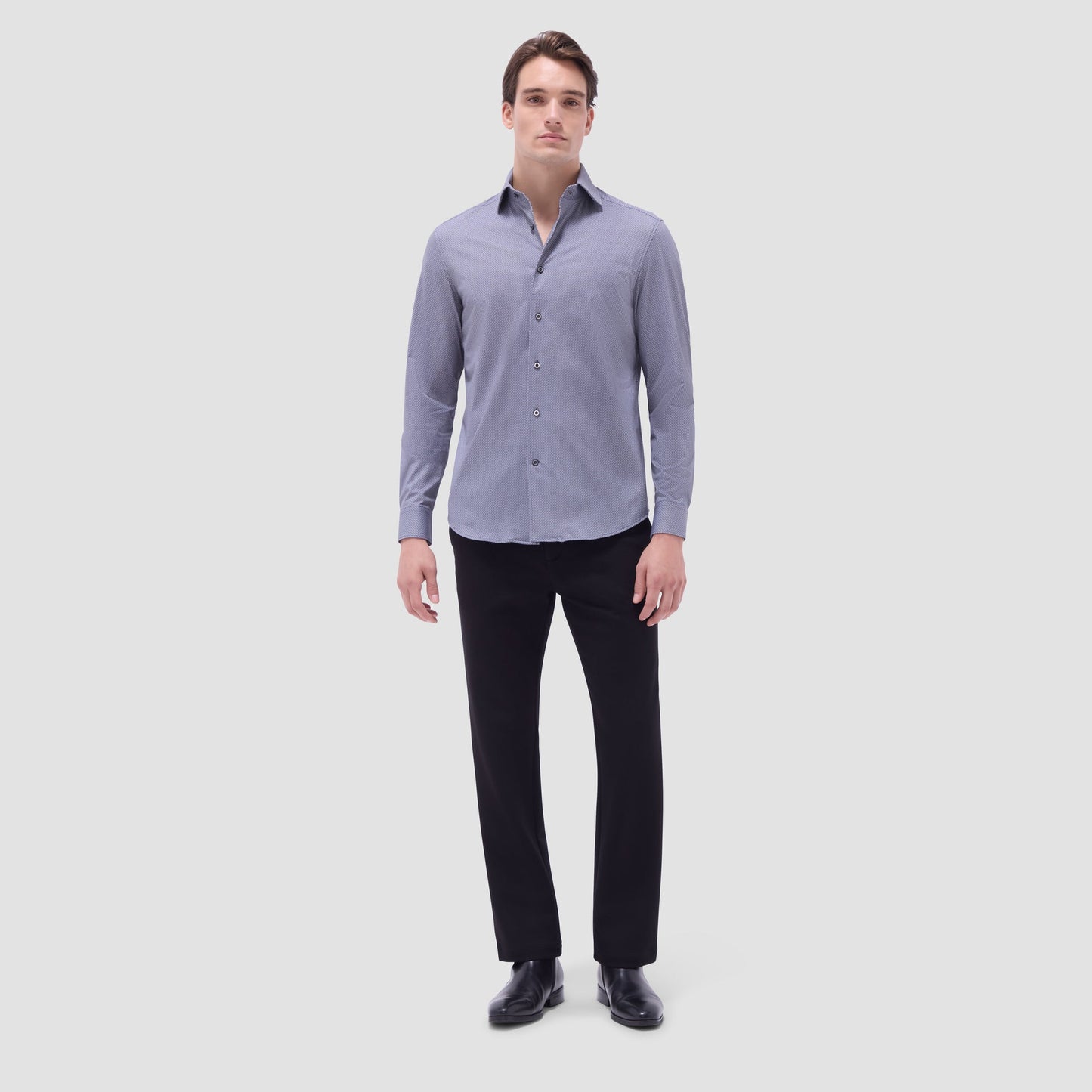 Bugatchi Devon Geometric OoohCotton® Shirt Black