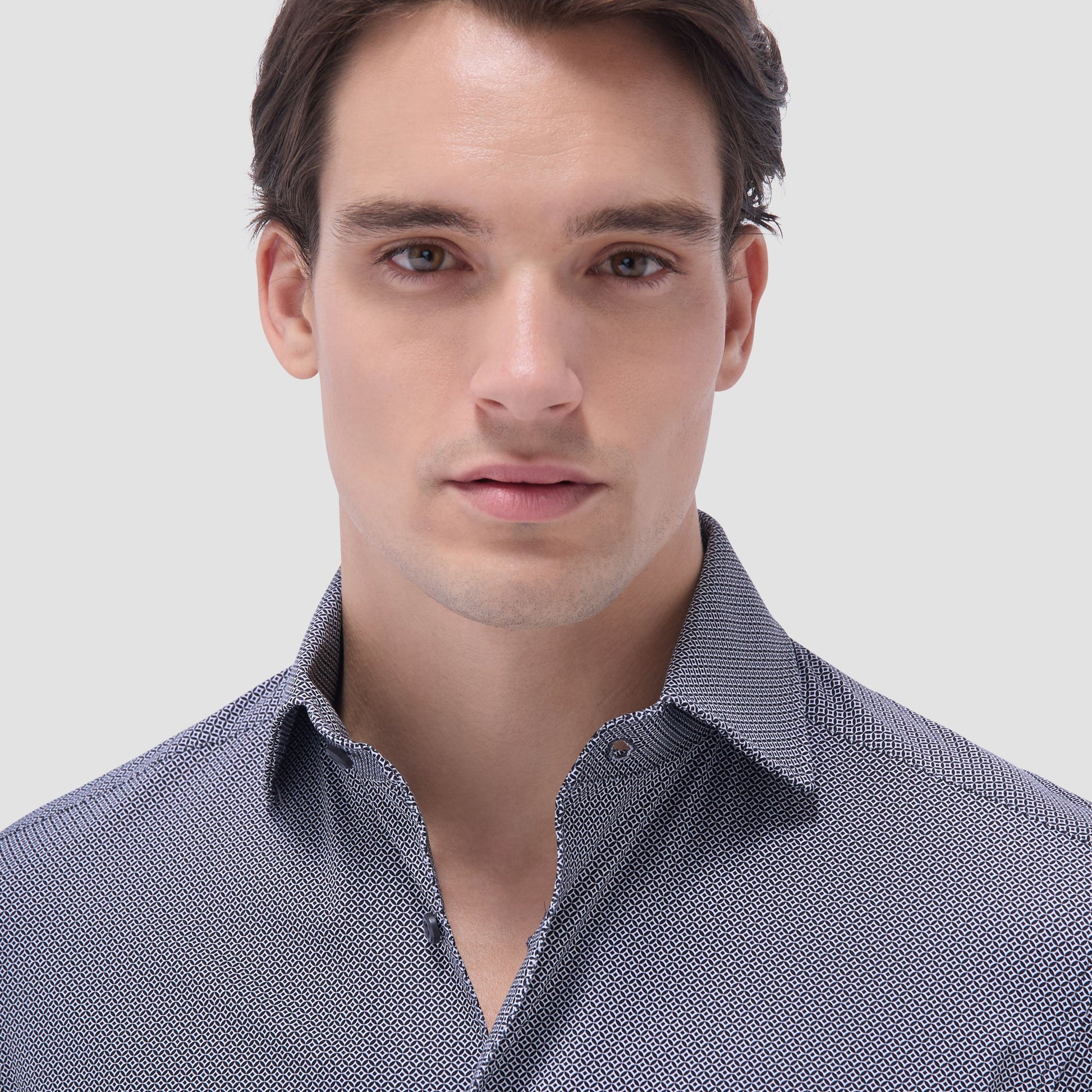 Bugatchi Devon Geometric OoohCotton® Shirt Black