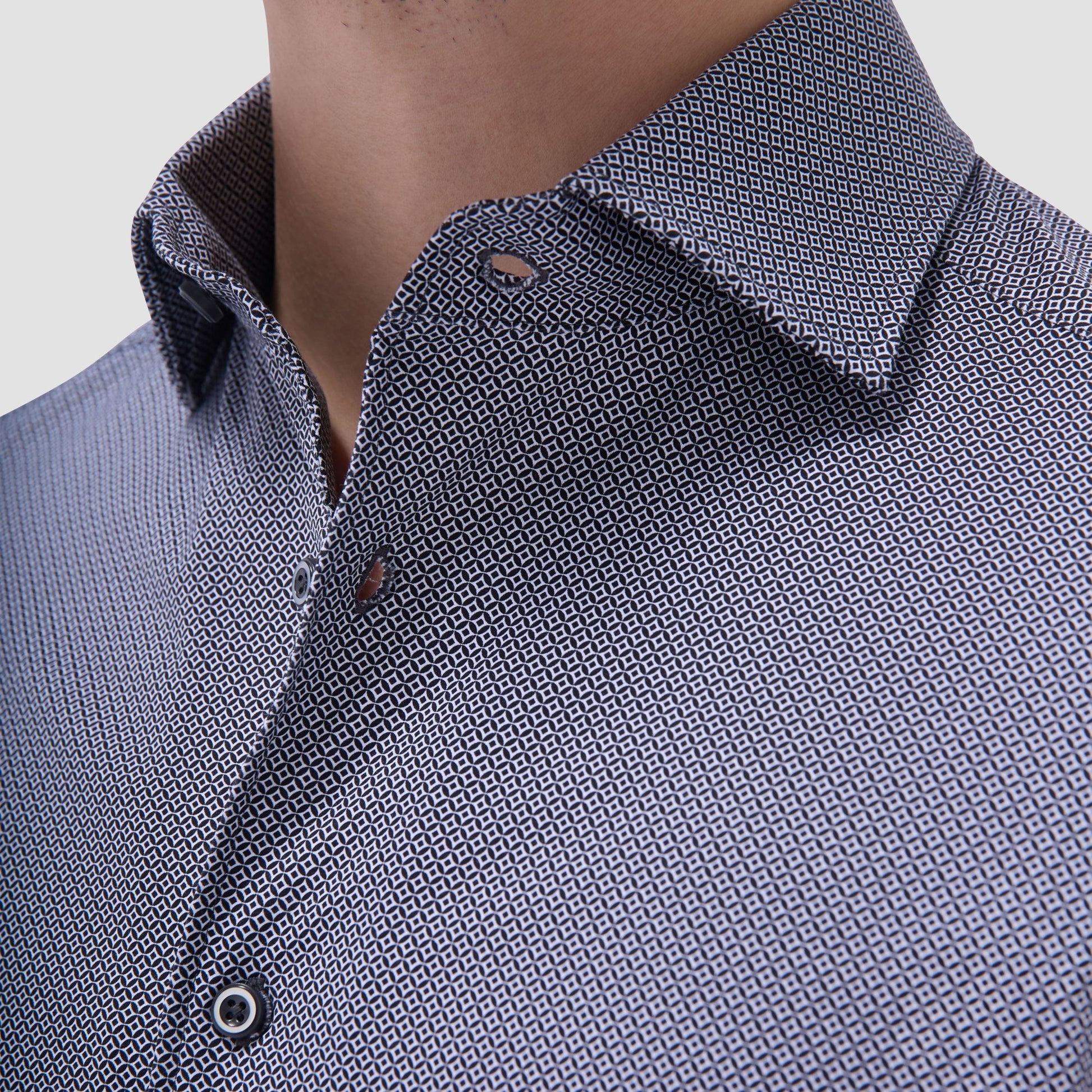 Bugatchi Devon Geometric OoohCotton® Shirt Black