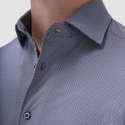 Bugatchi Devon Geometric OoohCotton® Shirt Black