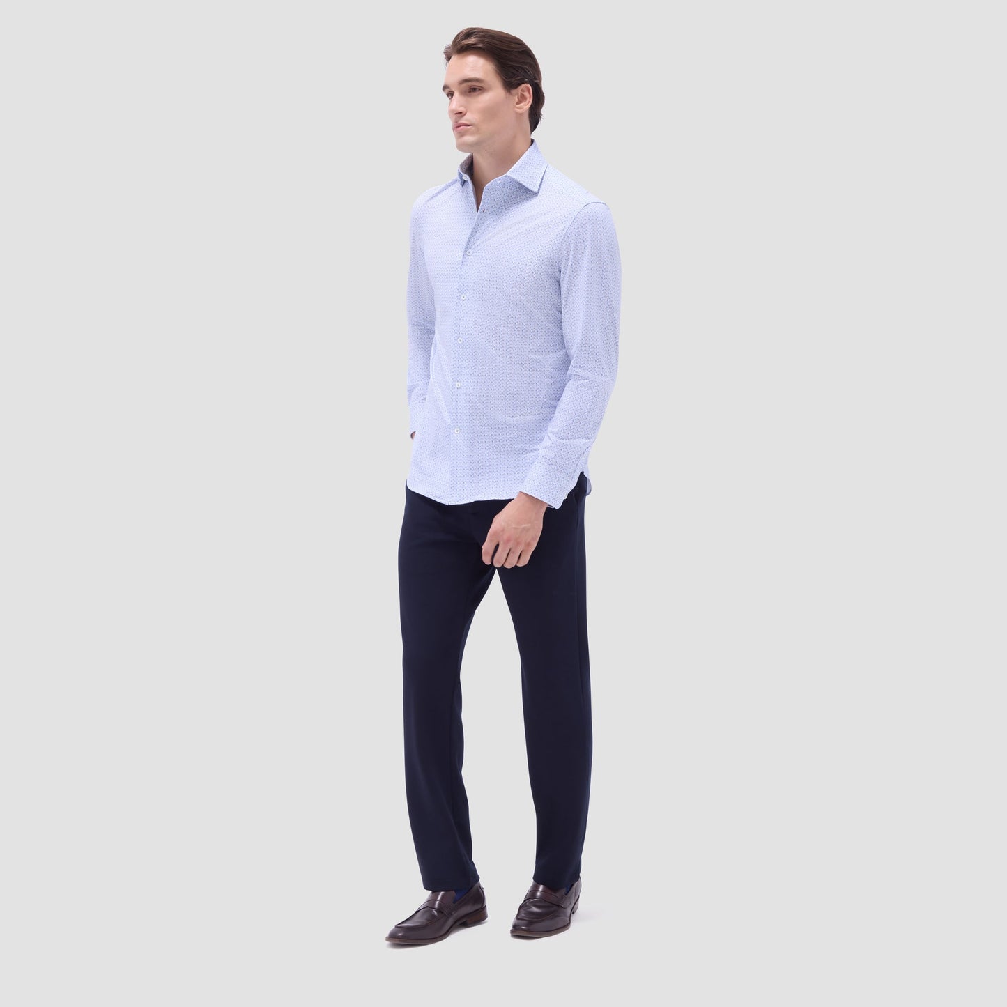 Bugatchi Devon Floral OoohCotton® Shirt Cobalt