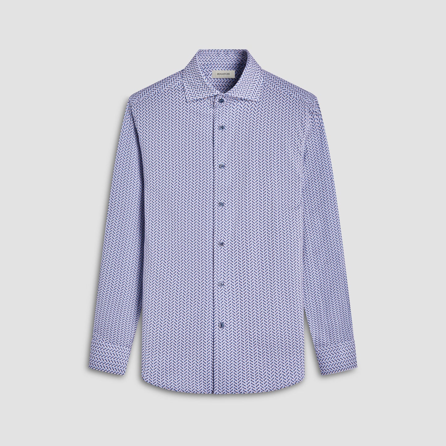 Bugatchi Devon Herringbone OoohCotton® Shirt Air Blue