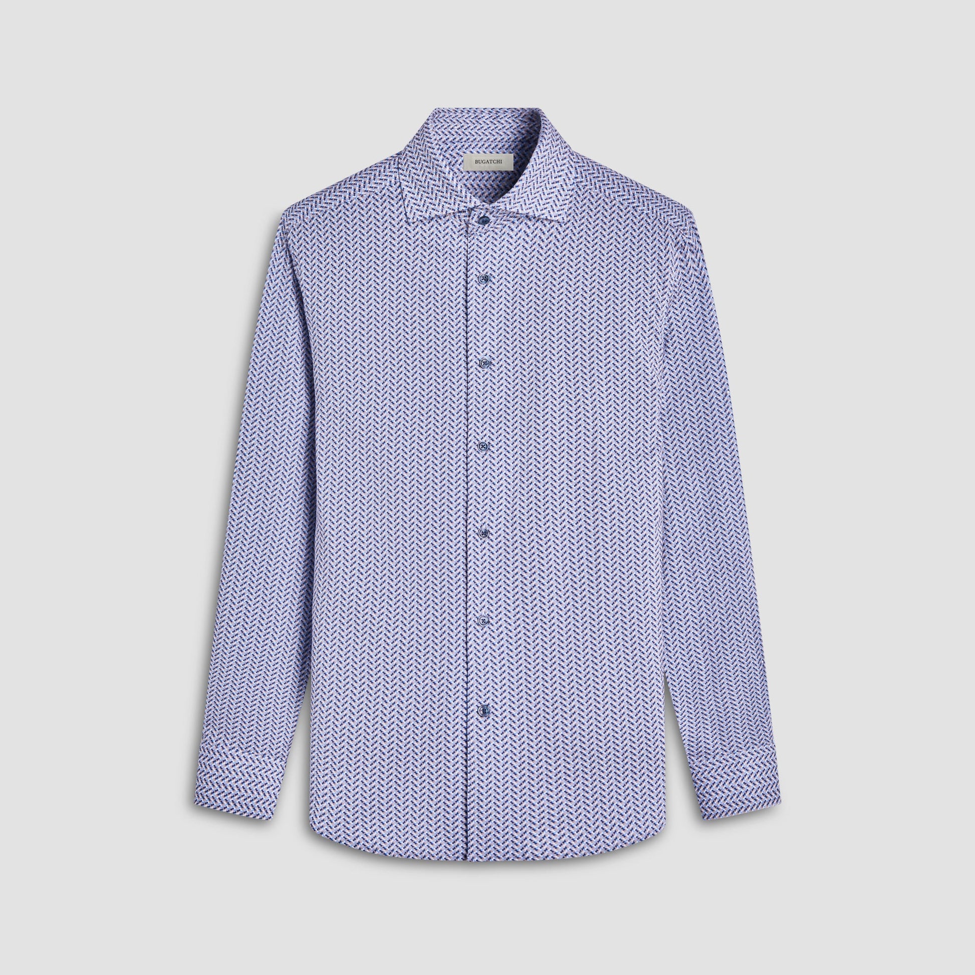 Bugatchi Devon Herringbone OoohCotton® Shirt Air Blue