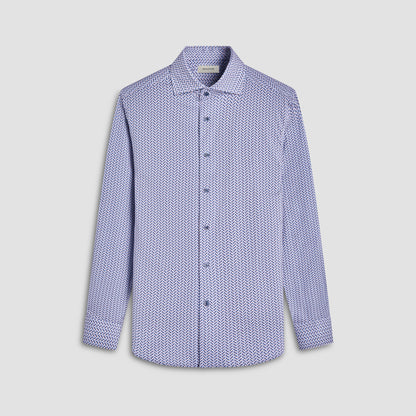 Bugatchi Devon Herringbone OoohCotton® Shirt Air Blue