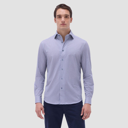 Bugatchi Devon Herringbone OoohCotton® Shirt Air Blue