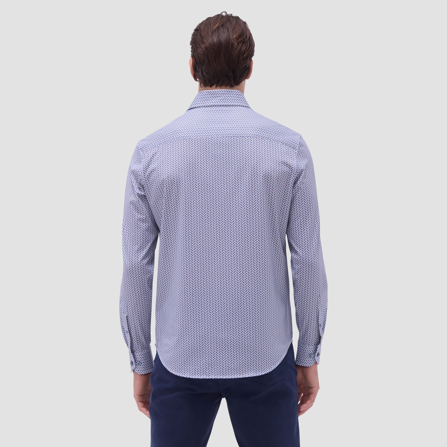 Bugatchi Devon Herringbone OoohCotton® Shirt Air Blue