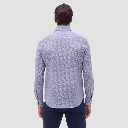Bugatchi Devon Herringbone OoohCotton® Shirt Air Blue