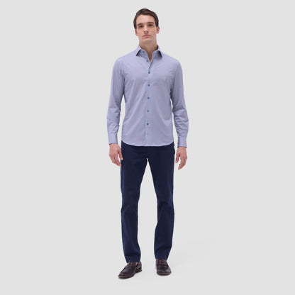 Bugatchi Devon Herringbone OoohCotton® Shirt Air Blue