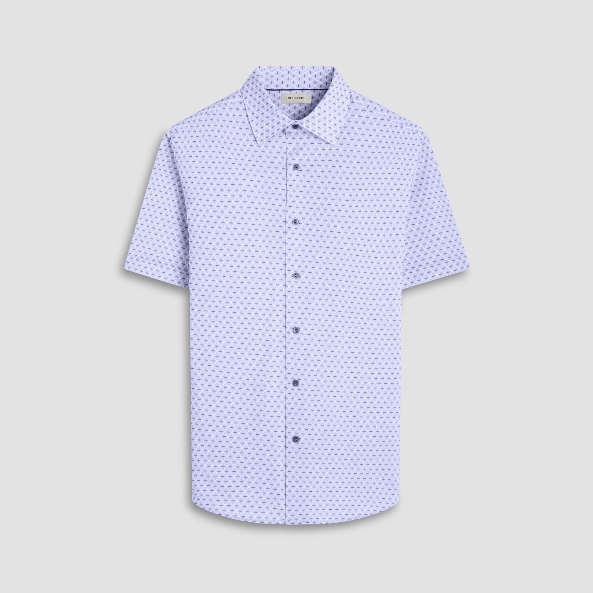 Bugatchi Miles Diamond OoohCotton® Short-Sleeve Shirt Cobalt