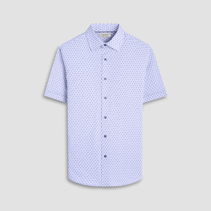 Bugatchi Miles Diamond OoohCotton® Short-Sleeve Shirt Cobalt