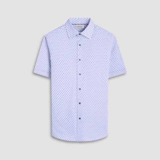 Bugatchi Miles Diamond OoohCotton® Short-Sleeve Shirt Cobalt