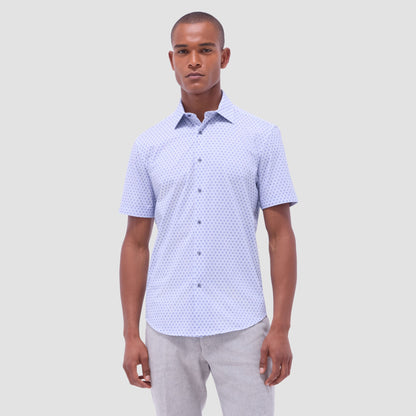 Bugatchi Miles Diamond OoohCotton® Short-Sleeve Shirt Cobalt