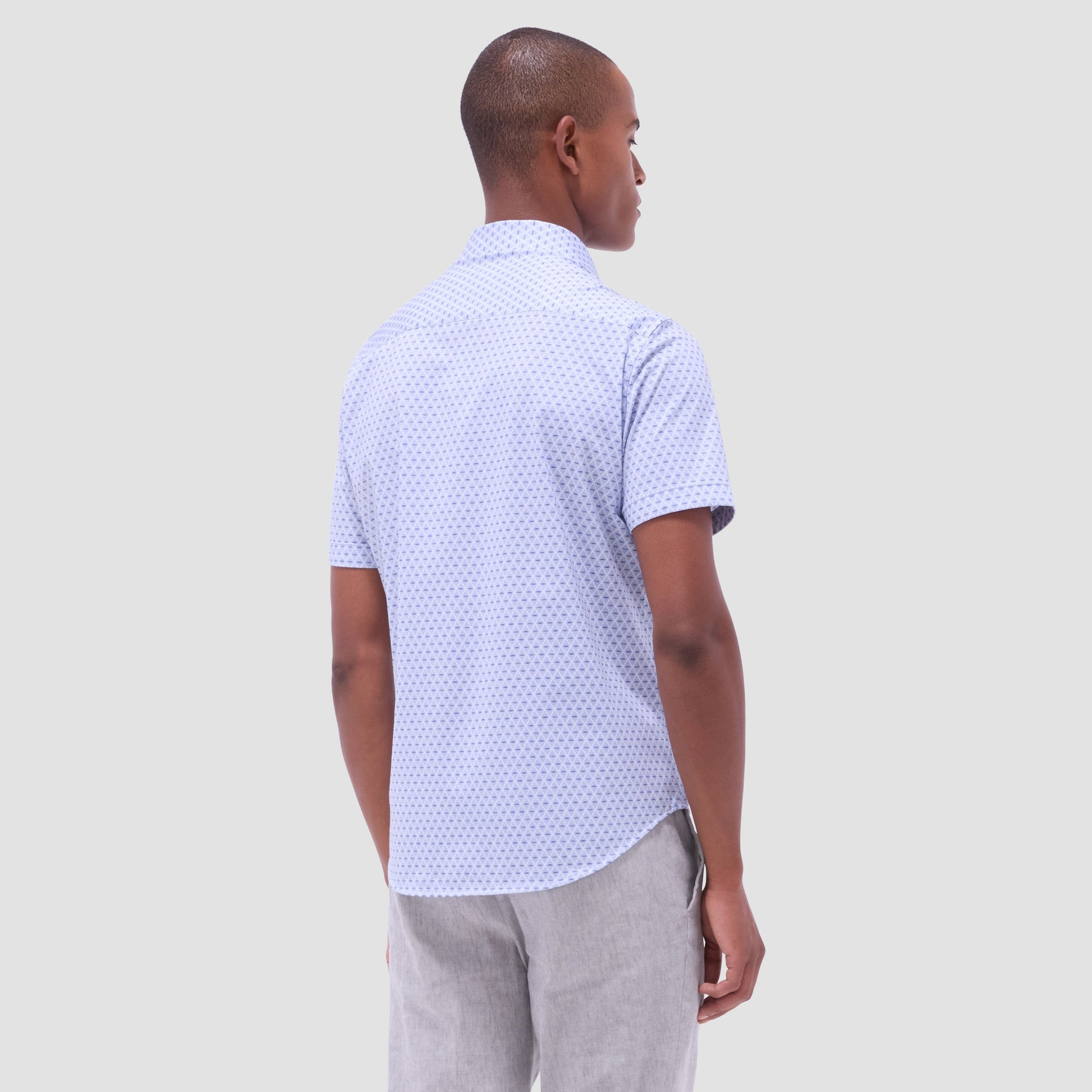 Bugatchi Miles Diamond OoohCotton® Short-Sleeve Shirt Cobalt