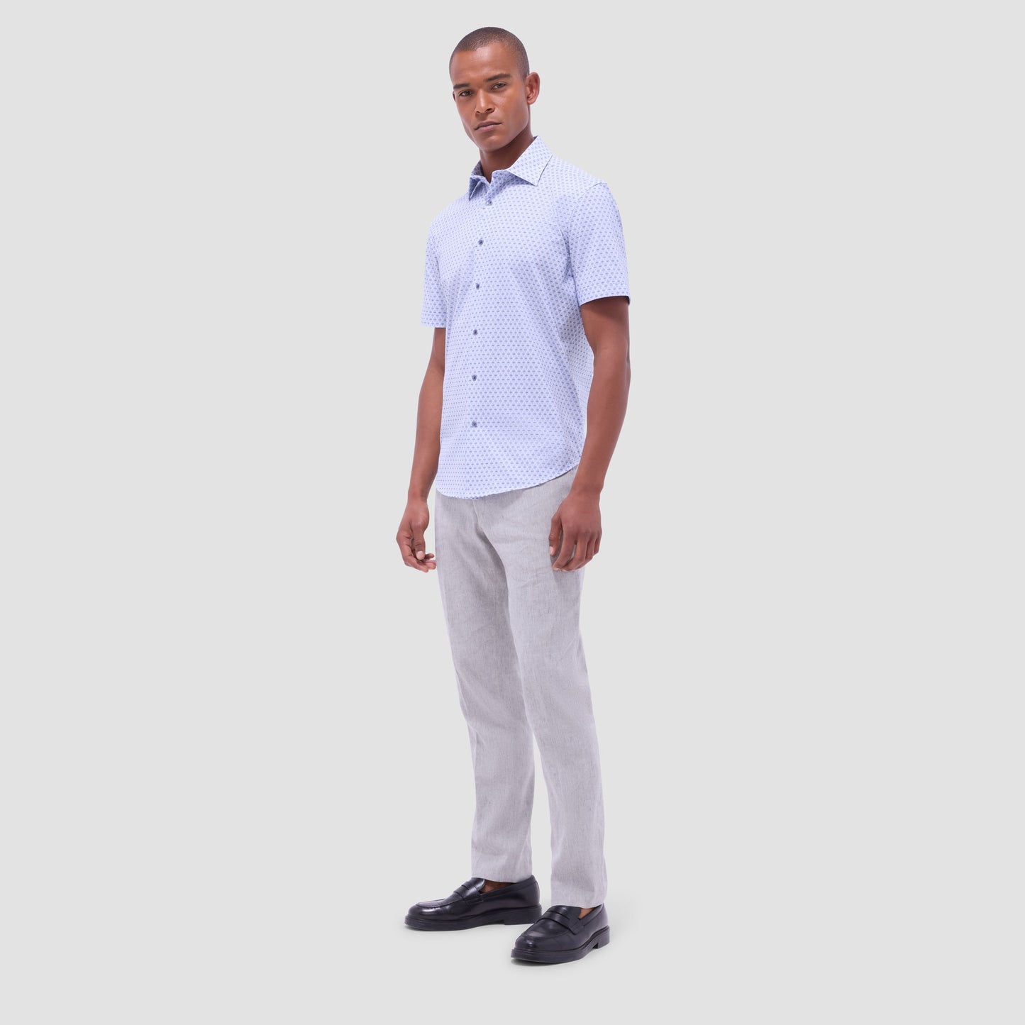 Bugatchi Miles Diamond OoohCotton® Short-Sleeve Shirt Cobalt