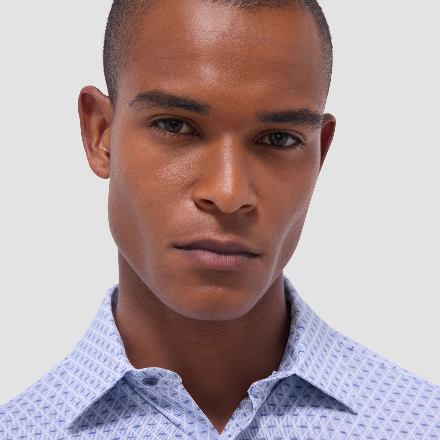 Bugatchi Miles Diamond OoohCotton® Short-Sleeve Shirt Cobalt