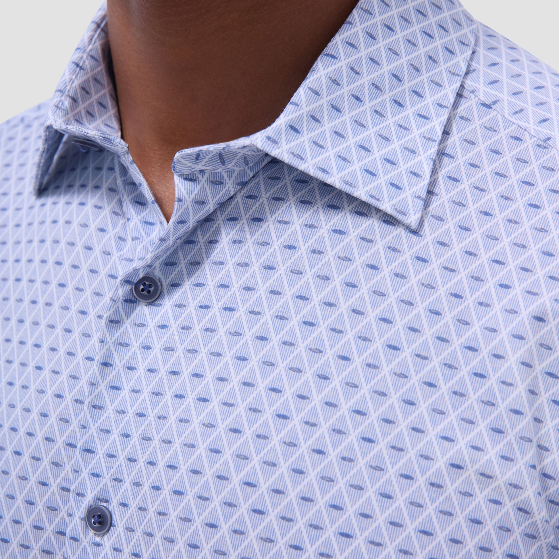 Bugatchi Miles Diamond OoohCotton® Short-Sleeve Shirt Cobalt