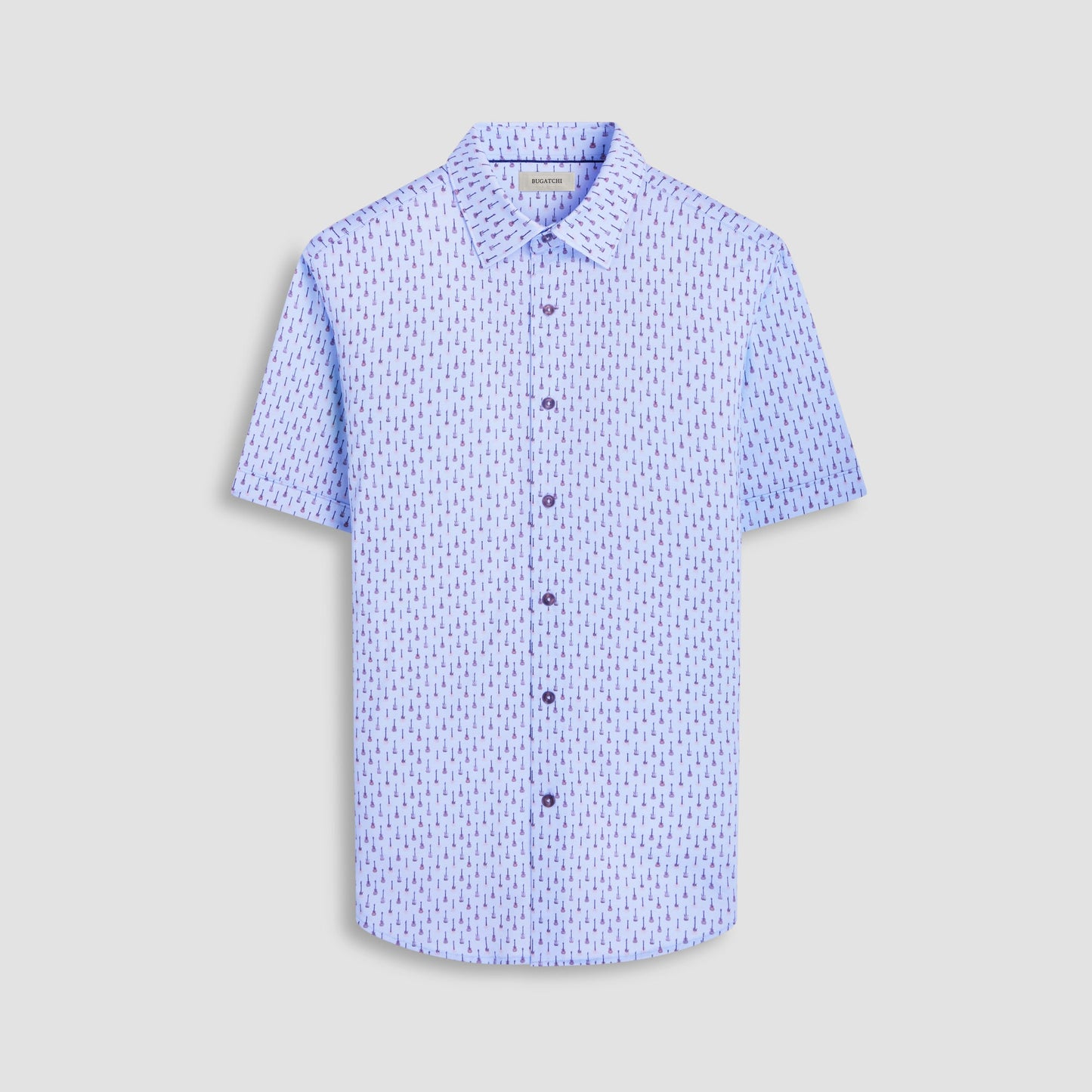 Bugatchi Miles Guitar OoohCotton® Short-Sleeve Shirt Air Blue