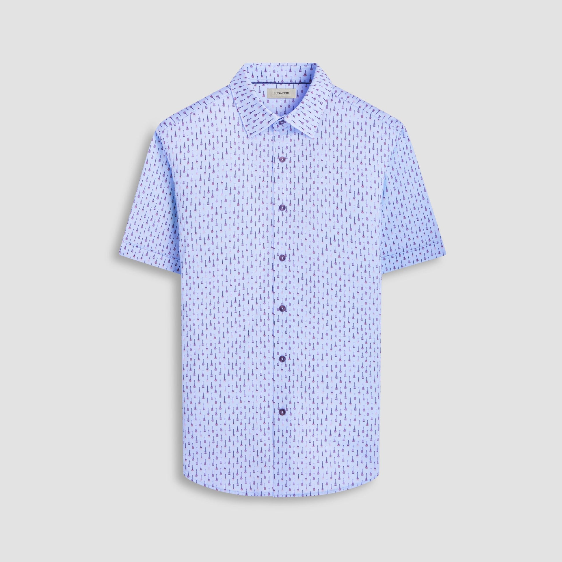 Bugatchi Miles Guitar OoohCotton® Short-Sleeve Shirt Air Blue
