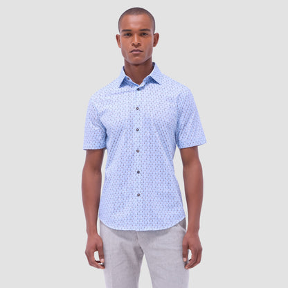 Bugatchi Miles Guitar OoohCotton® Short-Sleeve Shirt Air Blue