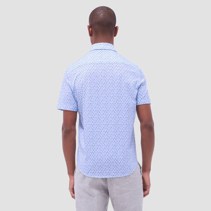 Bugatchi Miles Guitar OoohCotton® Short-Sleeve Shirt Air Blue