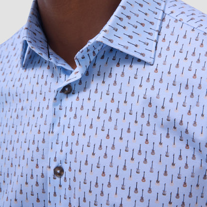 Bugatchi Miles Guitar OoohCotton® Short-Sleeve Shirt Air Blue