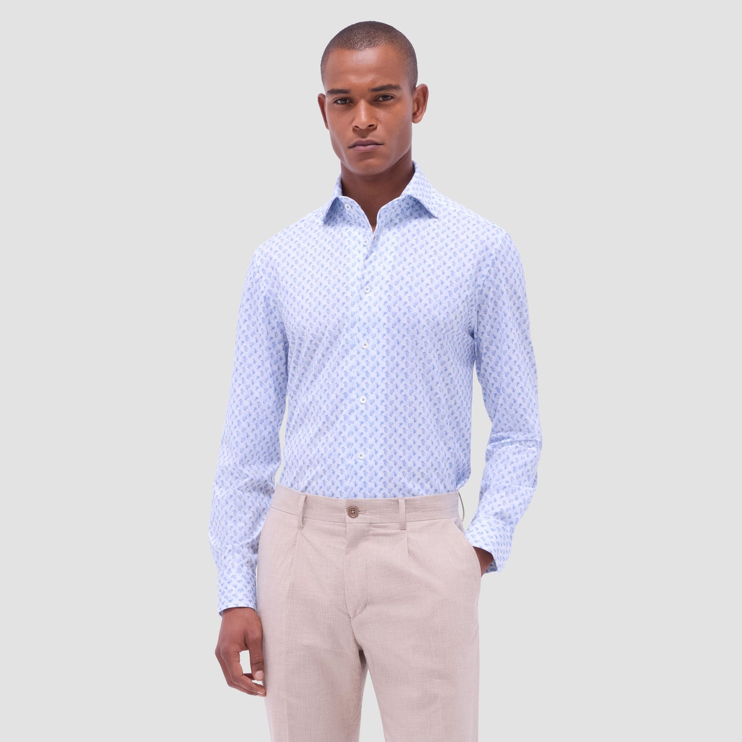 Bugatchi Devon Paisley OoohCotton® Shirt Ice
