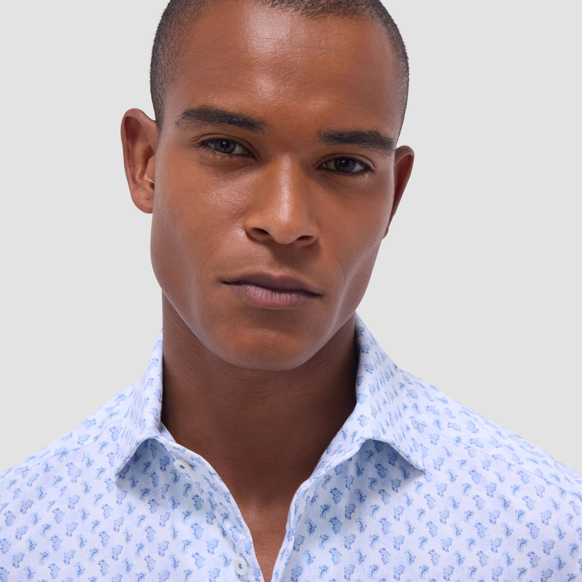 Bugatchi Devon Paisley OoohCotton® Shirt Ice