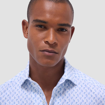 Bugatchi Devon Paisley OoohCotton® Shirt Ice