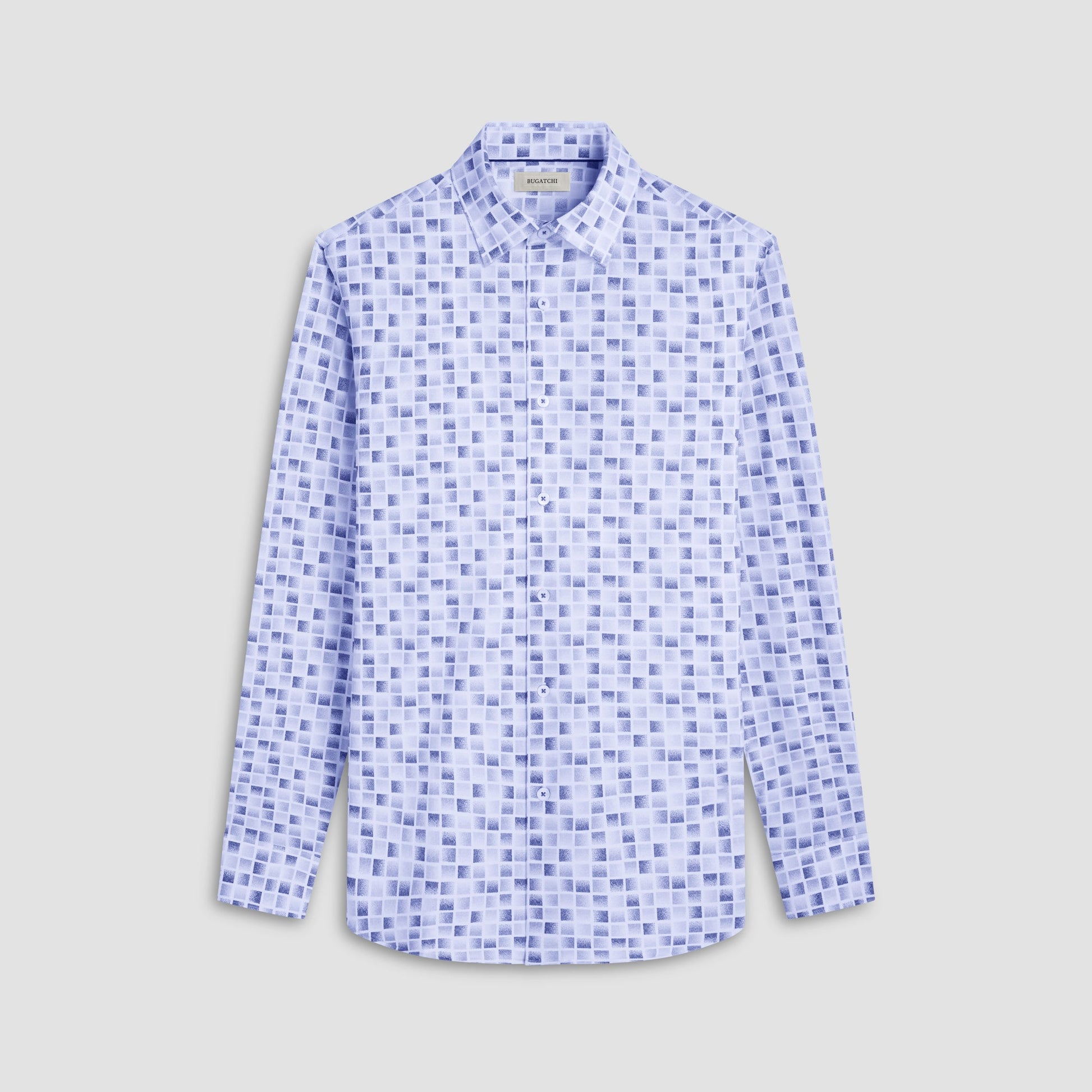 Bugatchi Jules Gradient Check OoohCotton® Shirt Ice
