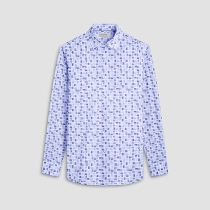 Bugatchi Jules Gradient Check OoohCotton® Shirt Ice