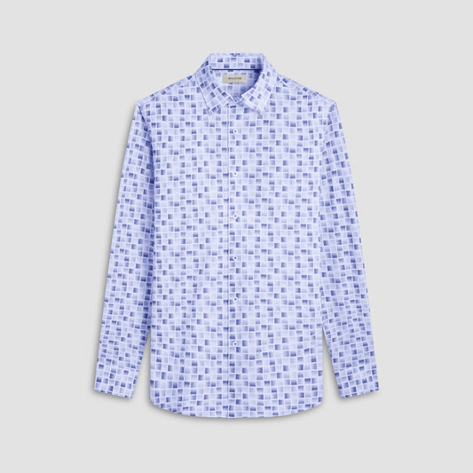 Bugatchi Jules Gradient Check OoohCotton® Shirt Ice