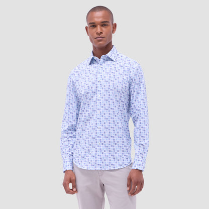Bugatchi Jules Gradient Check OoohCotton® Shirt Ice